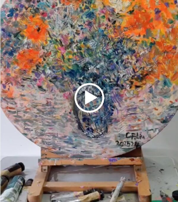 Painting skill demonstration, Multicolored Flowers, LIU CHWEN FANG