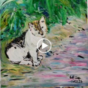 Painting skill demonstration, Cat on the Tiles, LIU CHWEN FANG