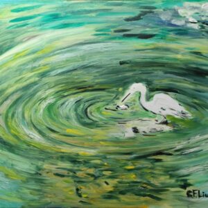Egret Playing in Water