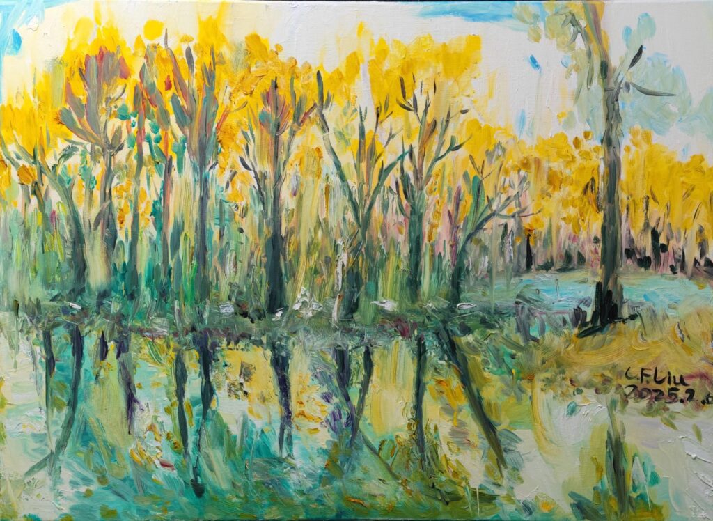 Reflection of Poplar Trees