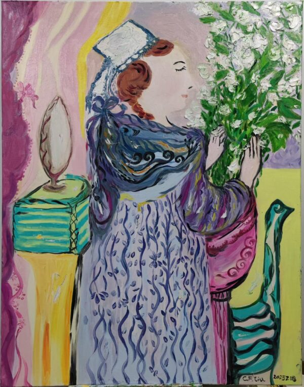 Woman Smelling Flowers