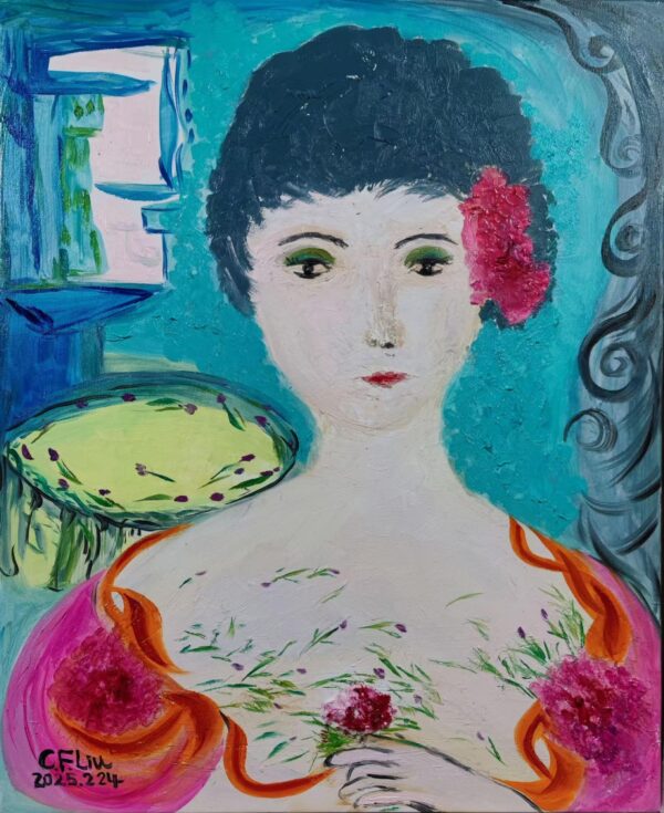 Girl Holding Flowers